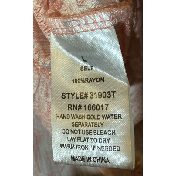 Lot Of 2 NWT Blue B Ladies Top Peach & White Smocked Bo Ho Ruffled Top L & M - Picture 4 of 4